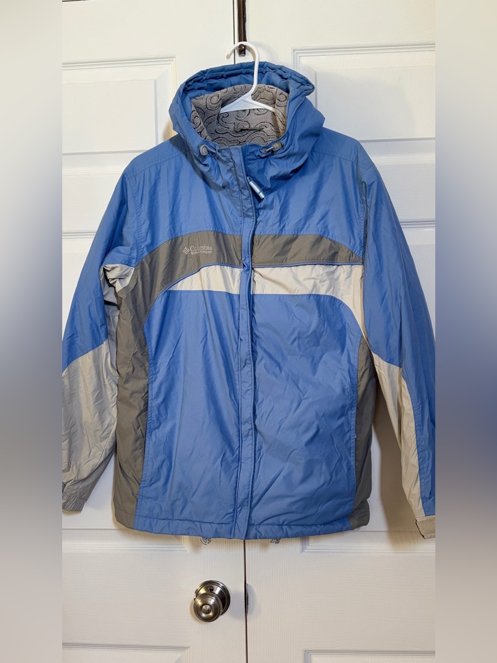 Columbia Sportswear Women’s L Blue Gray Hooded Fleece Lined Winter Jacket